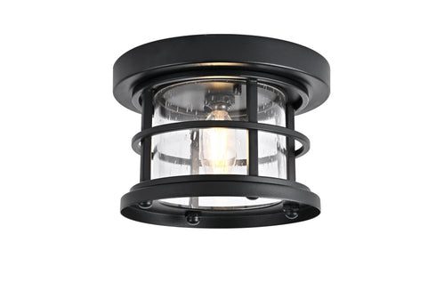 Elegant Lighting 1 Light Carla 8 inch Outdoor Flush Mount in Black in Black and Clear Finish Model: OD614F8BK