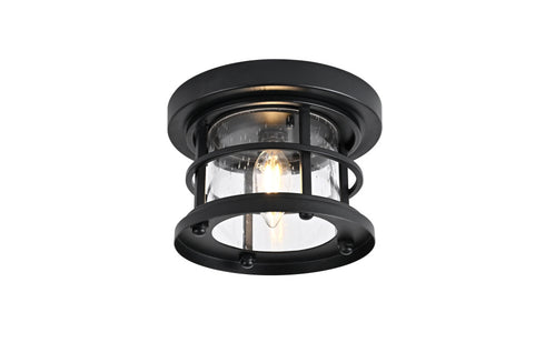Elegant Lighting 1 Light Carla 8 inch Outdoor Flush Mount in Black in Black and Clear Finish Model: OD614F8BK