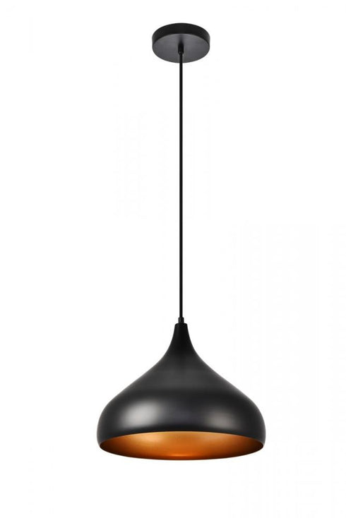 Elegant Lighting 1 Light Circa Collection Pendant D12.5 Inch H10 Inch Lt:1 in Black Finish Model: LDPD2046