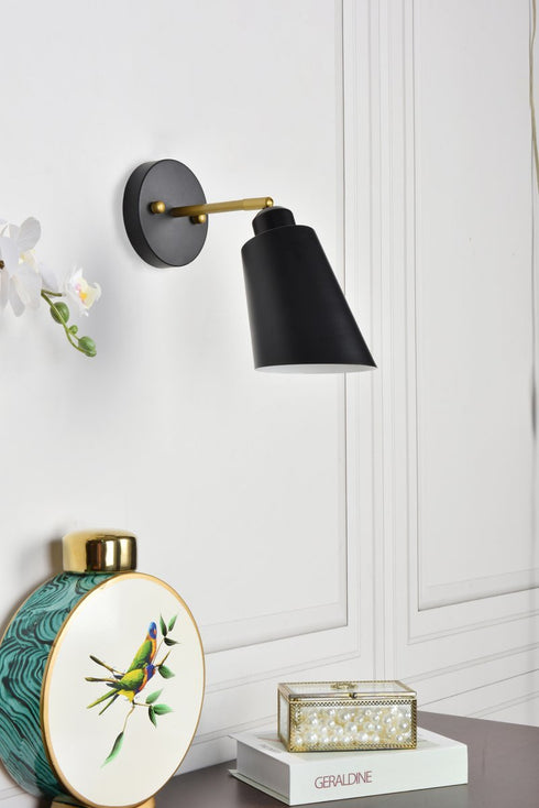 Elegant Lighting 1 Light Halycon 5 inch black and brass wall sconce Model: LD2354BK