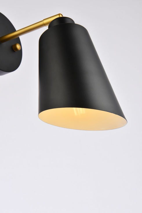 Elegant Lighting 1 Light Halycon 5 inch black and brass wall sconce Model: LD2354BK
