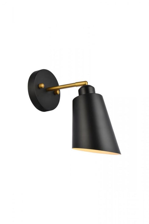 Elegant Lighting 1 Light Halycon 5 inch black and brass wall sconce Model: LD2354BK