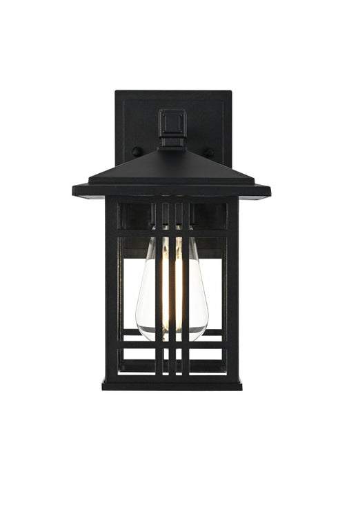 Elegant Lighting 1 Light Harley 10 inch Outdoor Wall sconce in Black in Black and Clear Finish Model: OD613W10BK