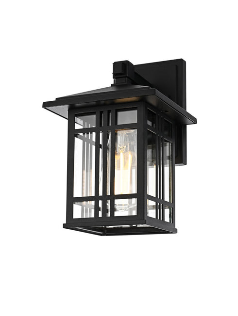 Elegant Lighting 1 Light Harley 10 inch Outdoor Wall sconce in Black in Black and Clear Finish Model: OD613W10BK