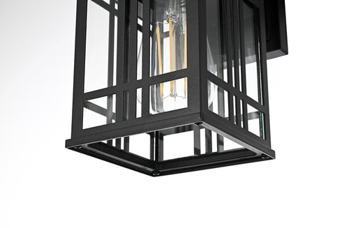 Elegant Lighting 1 Light Harley 10 inch Outdoor Wall sconce in Black in Black and Clear Finish Model: OD613W10BK