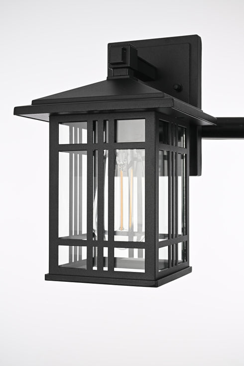 Elegant Lighting 1 Light Harley 10 inch Outdoor Wall sconce in Black in Black and Clear Finish Model: OD613W10BK