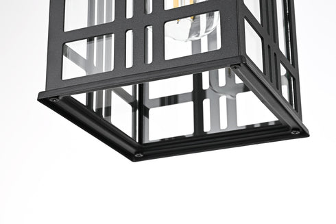 Elegant Lighting 1 Light Harley 12 inch Outdoor Pendant in Black in Black and Clear Finish Model: OD613H11BK