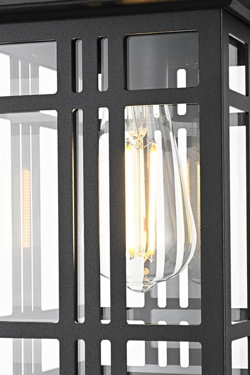 Elegant Lighting 1 Light Harley 12 inch Outdoor Pendant in Black in Black and Clear Finish Model: OD613H11BK