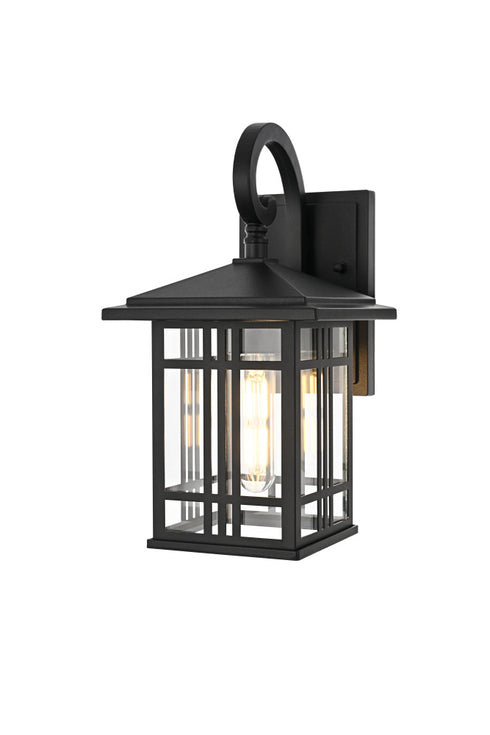 Elegant Lighting 1 Light Harley 12 inch Outdoor Wall sconce in Black in Black and Clear Finish Model: OD613W12BK
