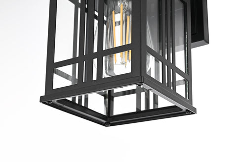 Elegant Lighting 1 Light Harley 12 inch Outdoor Wall sconce in Black in Black and Clear Finish Model: OD613W12BK