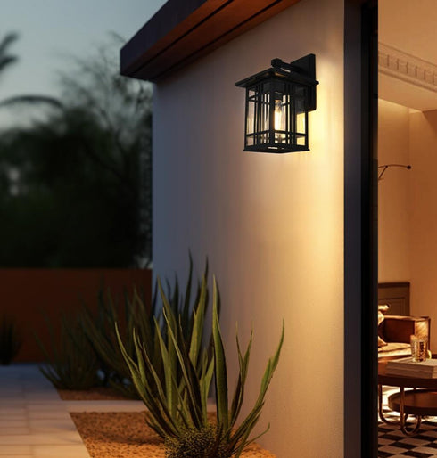 Elegant Lighting 1 Light Harley 13 inch Outdoor Wall sconce in Black in Black and Clear Finish Model: OD613W13BK