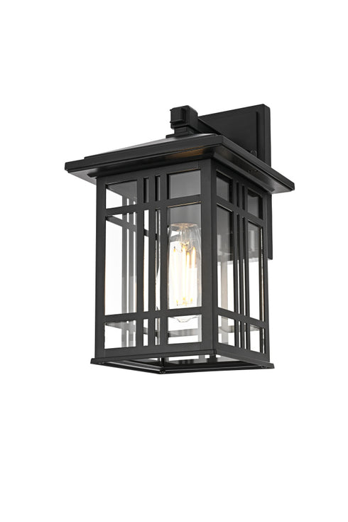 Elegant Lighting 1 Light Harley 13 inch Outdoor Wall sconce in Black in Black and Clear Finish Model: OD613W13BK