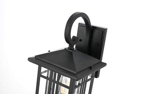 Elegant Lighting 1 Light Harley 14 inch Outdoor Wall sconce in Black in Black and Clear Finish Model: OD613W14BK