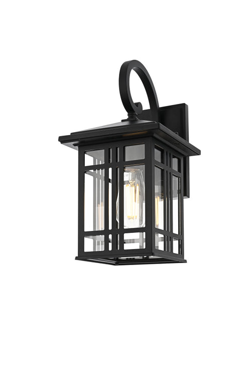 Elegant Lighting 1 Light Harley 14 inch Outdoor Wall sconce in Black in Black and Clear Finish Model: OD613W14BK