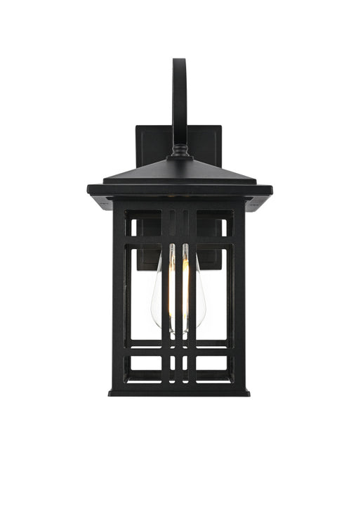 Elegant Lighting 1 Light Harley 14 inch Outdoor Wall sconce in Black in Black and Clear Finish Model: OD613W14BK