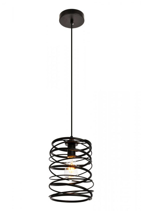 Elegant Lighting 1 Light Hopper Collection Pendant D7.9 H11.8 Lt:1 in Black Finish Model: LDPD2086