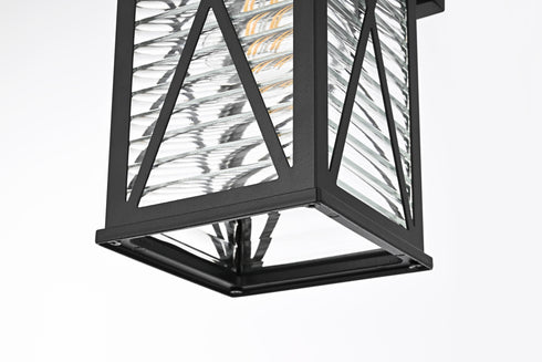 Elegant Lighting 1 Light Jada 12 inch Outdoor Wall sconce in Black in Black and Clear Finish Model: OD607W12BK