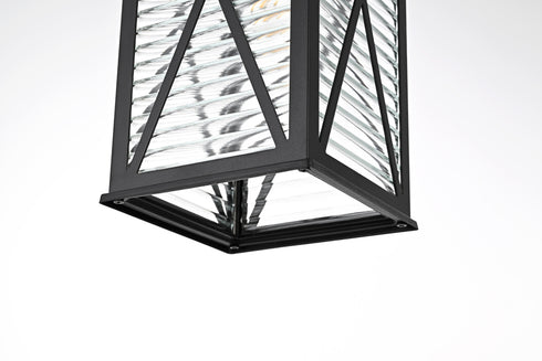 Elegant Lighting 1 Light Jada 14 inch Outdoor Pendant in Black in Black and Clear Finish Model: OD607H14BK