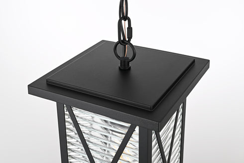 Elegant Lighting 1 Light Jada 14 inch Outdoor Pendant in Black in Black and Clear Finish Model: OD607H14BK