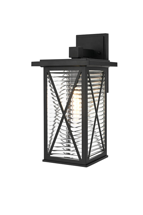 Elegant Lighting 1 Light Jada 15 inch Outdoor Wall sconce in Black in Black and Clear Finish Model: OD607W15BK