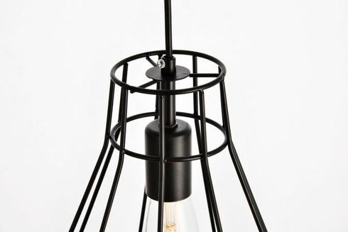 Elegant Lighting 1 Light Jago Collection Pendant D9.1 H12.3 Lt:1 in Black Finish Model: LDPD2087