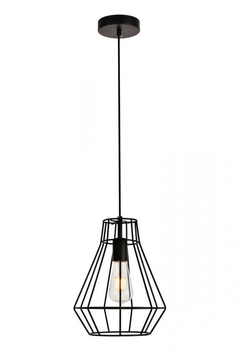 Elegant Lighting 1 Light Jago Collection Pendant D9.1 H12.3 Lt:1 in Black Finish Model: LDPD2087