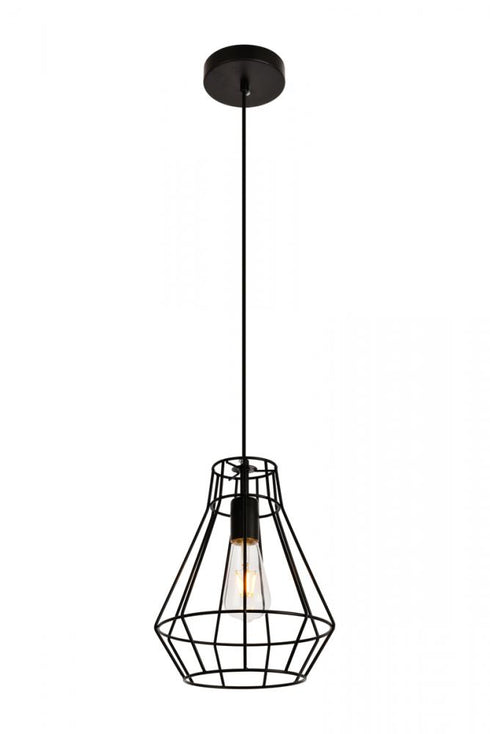 Elegant Lighting 1 Light Jago Collection Pendant D9.1 H12.3 Lt:1 in Black Finish Model: LDPD2087