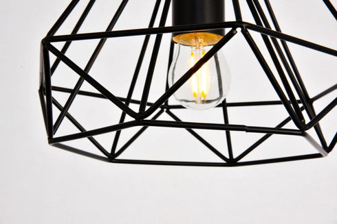 Elegant Lighting 1 Light Jago Collection Pendant D9.8 H9.8 Lt:1 in Black Finish Model: LDPD2089