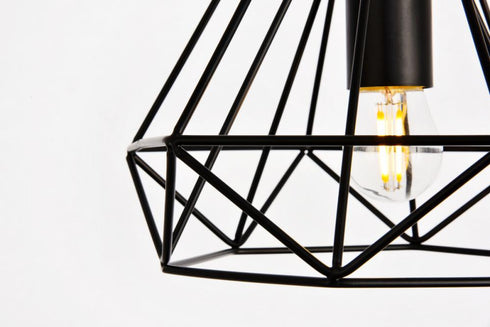 Elegant Lighting 1 Light Jago Collection Pendant D9.8 H9.8 Lt:1 in Black Finish Model: LDPD2089