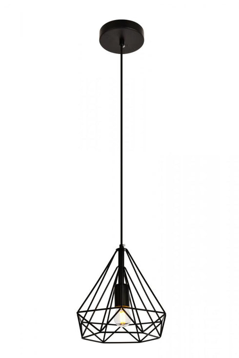 Elegant Lighting 1 Light Jago Collection Pendant D9.8 H9.8 Lt:1 in Black Finish Model: LDPD2089