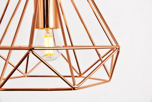 Elegant Lighting 1 Light Jago Collection Pendant D9.8 H9.8 Lt:1 in Copper Finish Model: LDPD2090