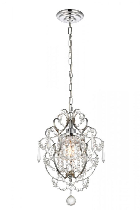 Elegant Lighting 1 Light Kirin Collection Pendant D11.3 H16.5 Lt:1 in Chrome Finish Model: LD5017D11C