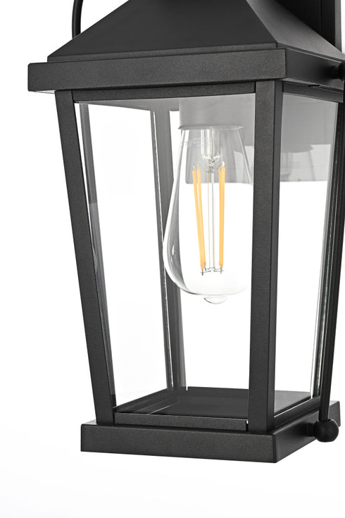 Elegant Lighting 1 Light Luz 14 inch Outdoor Wall sconce in Black in Black and Clear Finish Model: OD605W14BK