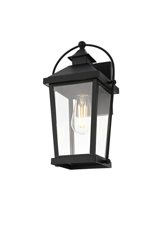 Elegant Lighting 1 Light Luz 14 inch Outdoor Wall sconce in Black in Black and Clear Finish Model: OD605W14BK