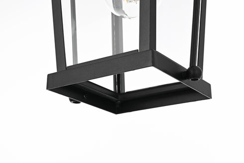 Elegant Lighting 1 Light Luz 14 inch Outdoor Wall sconce in Black in Black and Clear Finish Model: OD605W14BK