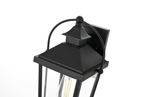 Elegant Lighting 1 Light Luz 14 inch Outdoor Wall sconce in Black in Black and Clear Finish Model: OD605W14BK