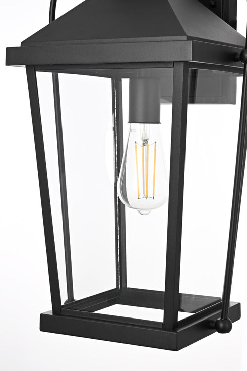 Elegant Lighting 1 Light Luz 20 inch Outdoor Wall sconce in Black in Black and Clear Finish Model: OD605W20BK