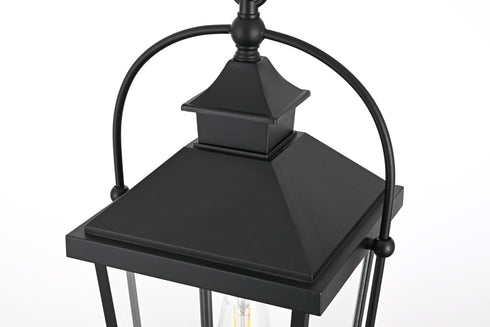 Elegant Lighting 1 Light Luz 21 inch Outdoor Pendant in Black in Black and Clear Finish Model: OD605H20BK