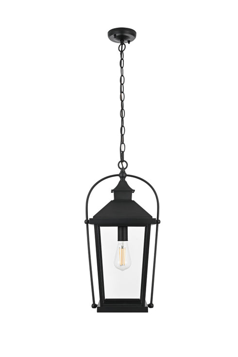 Elegant Lighting 1 Light Luz 21 inch Outdoor Pendant in Black in Black and Clear Finish Model: OD605H20BK