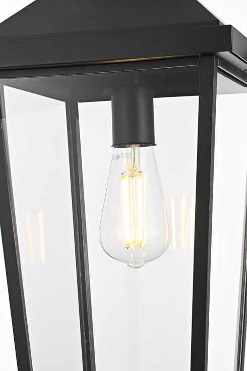 Elegant Lighting 1 Light Luz 21 inch Outdoor Pendant in Black in Black and Clear Finish Model: OD605H20BK