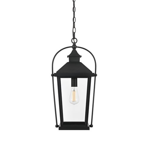 Elegant Lighting 1 Light Luz 21 inch Outdoor Pendant in Black in Black and Clear Finish Model: OD605H20BK