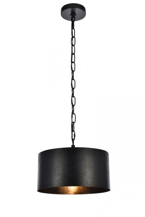 Elegant Lighting 1 Light Miro Collection Pendant D15 H9.25 Lt:1 in Vintage Black Finish Model: LD6015D15BK