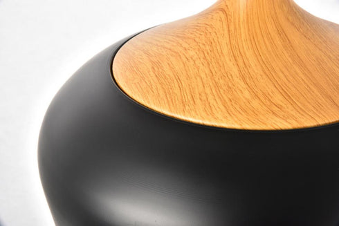 Elegant Lighting 1 Light Nora Collection Pendant D11.5 Inch H9 Inch Lt:1 Black and natural wood finish Model: LDPD2005