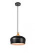 Elegant Lighting 1 Light Nora Collection Pendant D11.5 Inch H9 Inch Lt:1 Black and natural wood finish Model: LDPD2005