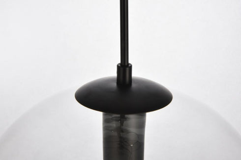 Elegant Lighting 1 Light Placido Collection Pendant D11.8 H11.4 Lt:1 in Black and Clear Finish Model: LDPD2114