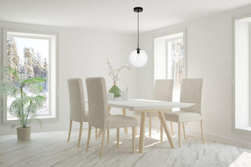 Elegant Lighting 1 Light Placido Collection Pendant D11.8 H11.4 Lt:1 in Black and Clear Finish Model: LDPD2114