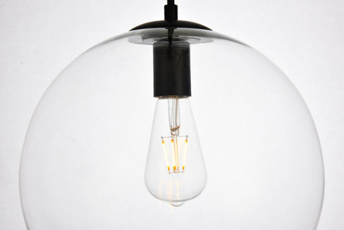Elegant Lighting 1 Light Placido Collection Pendant D11.8 H11.4 Lt:1 in Black and Clear Finish Model: LDPD2114