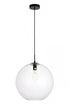 Elegant Lighting 1 Light Placido Collection Pendant D15.7 H16.5 Lt:1 in Black and Clear Finish Model: LDPD2112