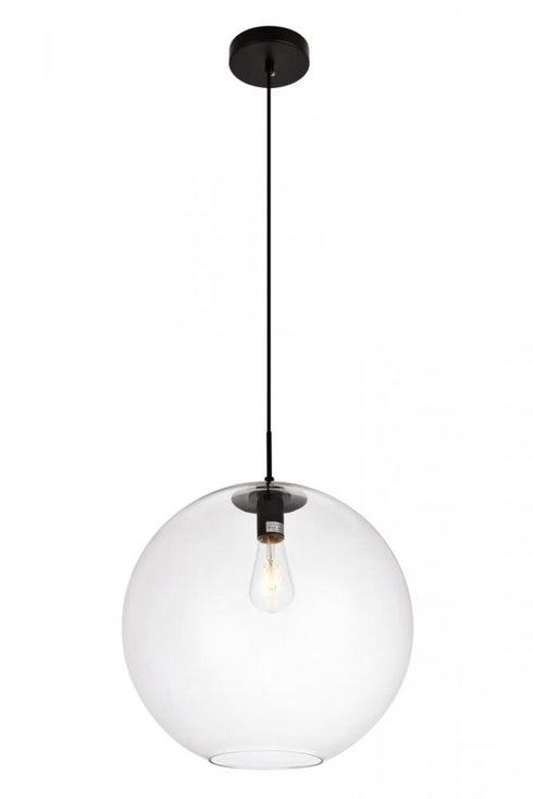 Elegant Lighting 1 Light Placido Collection Pendant D15.7 H16.5 Lt:1 in Black and Clear Finish Model: LDPD2112