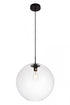 Elegant Lighting 1 Light Placido Collection Pendant D15.7 H16.5 Lt:1 in Black and Clear Finish Model: LDPD2112